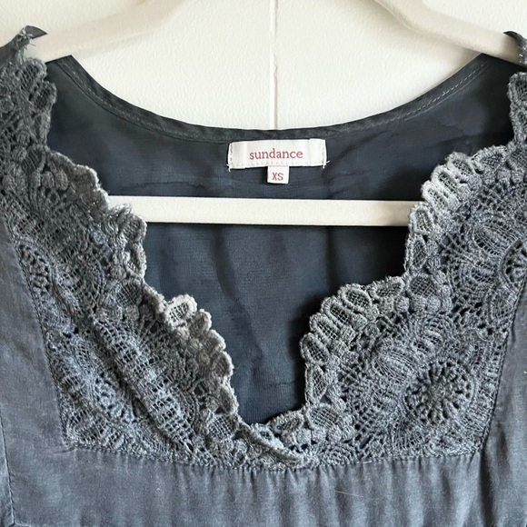 Sundance Silk Blend Grey Ombré Tunic Short Sleeve Blouse Office Party Sz XS - Picture 5 of 11